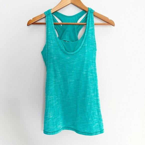 Lululemon Glide And Stride Tank Heathered Viridian Green Size 6 - Picture 1 of 4